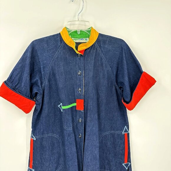 preppy artsy nautical denim colorful M - Picture 5 of 10